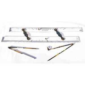 Advance.Man Marine Navigation Parallel Ruler with Brass Divider + Pencil Compass